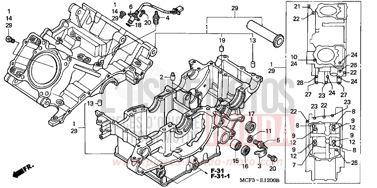 CARTER MOTEUR de VTR1000 SP-1 WINNING RED (R258) 2001